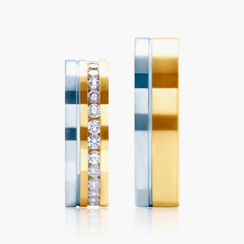 Obrączki ślubne: dwukolorowe złoto, płaskie, 5,8 mm